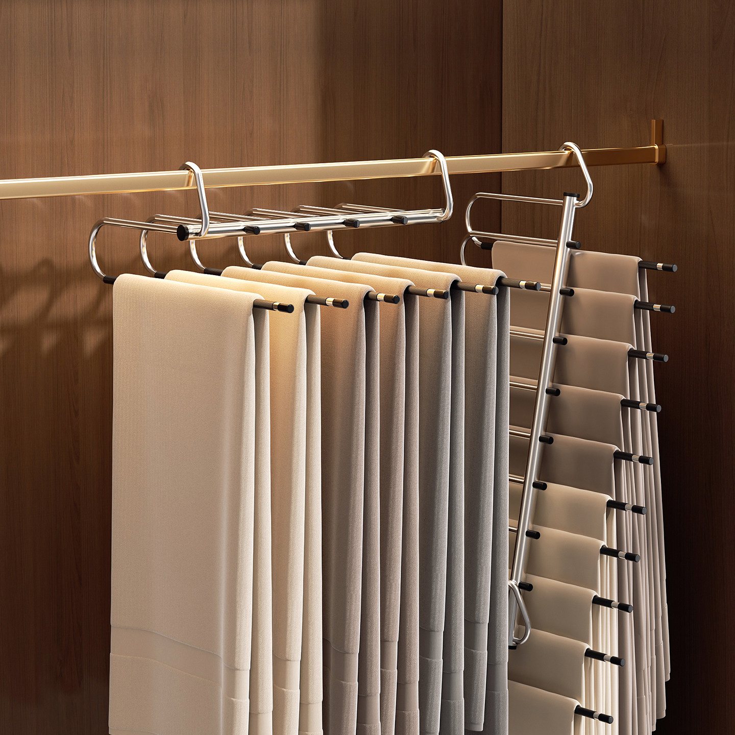 折叠裤架多功能防滑无痕裤子专用衣架衣柜收纳神器多层不锈钢裤挂,淘宝优惠券,粉丝福利购,淘宝优惠卷