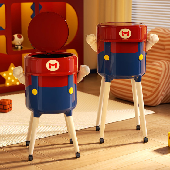 Trash can for household living room with high legs and removable sanitary bin