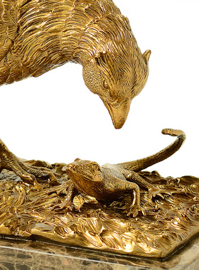 美式高档新古典风书房雕像铜鸟