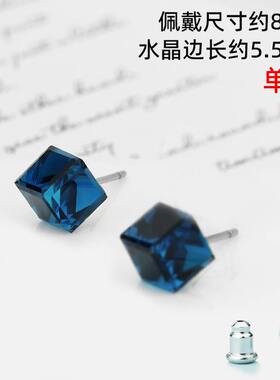 925纯银耳钉男高级感痞帅钻石ing潮简约单只黑设计感小众个性耳环