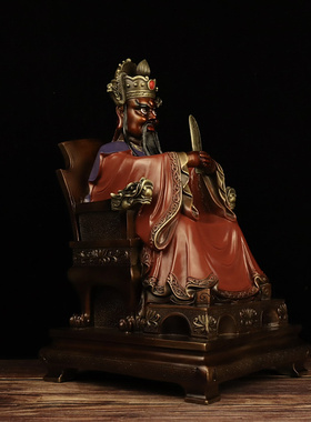 精工纯铜彩绘龙五爷广济龙王财神佛像客厅摆件五龙王铜像装饰品
