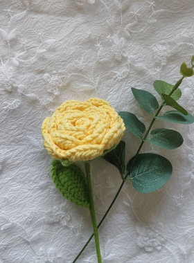 玫瑰花成品毛线编织仿真玫瑰花手工钩织