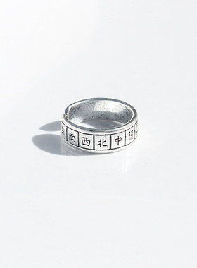 复古做旧招财钱多多麻将戒指女小众时尚ins潮设计可调节食指指环