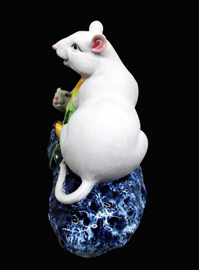 石湾新款纯手工公仔招财家居摆件横财就手老鼠礼品中式家里装饰