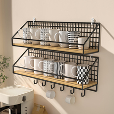 Умывальник 杯架壁挂免打孔厨房墙上收纳置物架茶杯水杯马克咖啡杯放置整理架