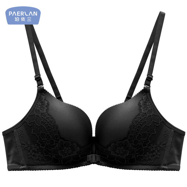 Black unwired unbuttoned bra for women with front buckle