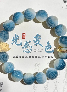 真品雕刻变色醒狮六字箴言菩提手串学生盘玩绕指柔佛珠手链男女串