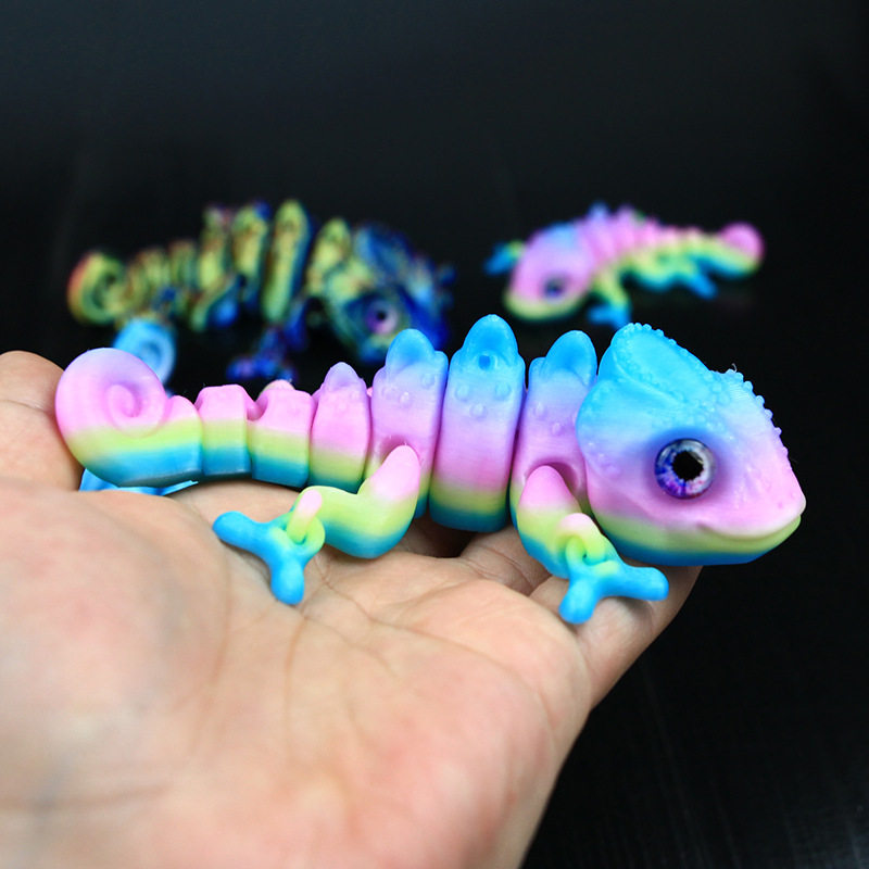 3D printed magnetic refrigerator magnet small chameleon lizard movable children's pet model birthday gift toy stall