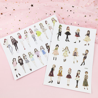 手帐贴纸古风可爱人物卡通少女小清新文艺韩国手账素材装饰贴画 虎窝淘