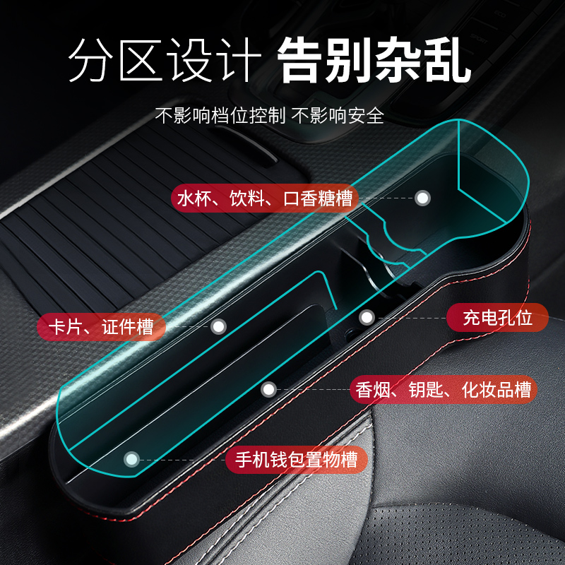 适用蔚来ES6/EC6/ES8/ET7汽车座椅夹缝隙收纳置物盒改装内饰用品-图0