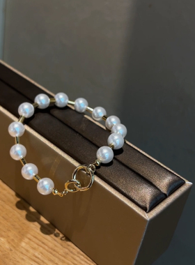 福利款质感光泽韩国进口Queen家珍珠间隔手链设计感手饰