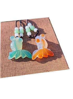 玛瑙金鱼吊坠挂件钥匙扣金玉满堂