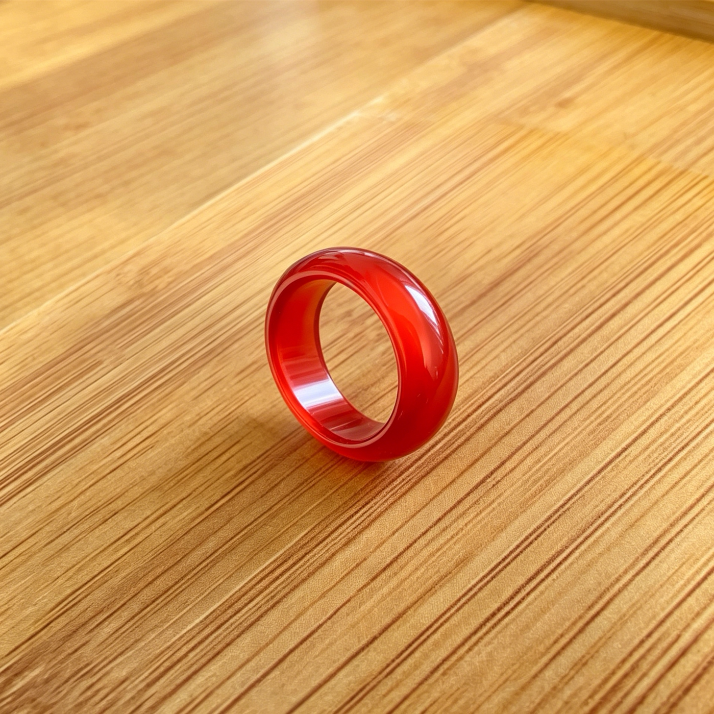 Red agate round ring for women versatile chalcedony ring