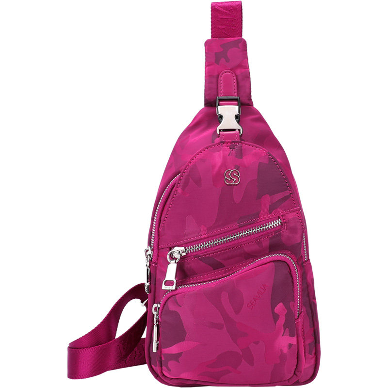 诗蔚2022新款胸包女士运动帆布背包 诗蔚箱包女士包袋