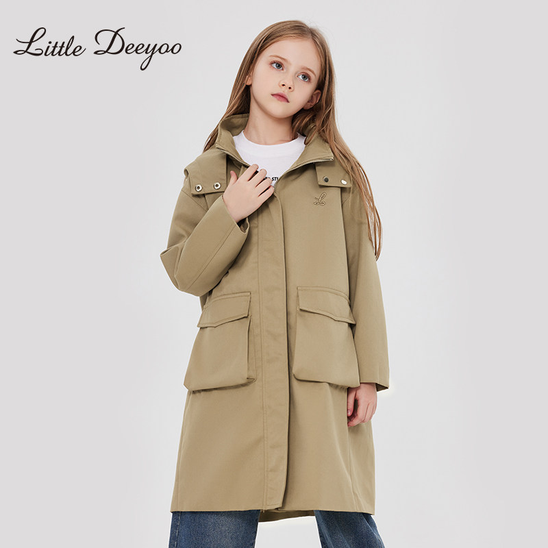 【特价】女童中长款连帽风衣新款中大童宽松外套儿童防风大衣,淘宝优惠券,粉丝福利购,淘宝优惠卷