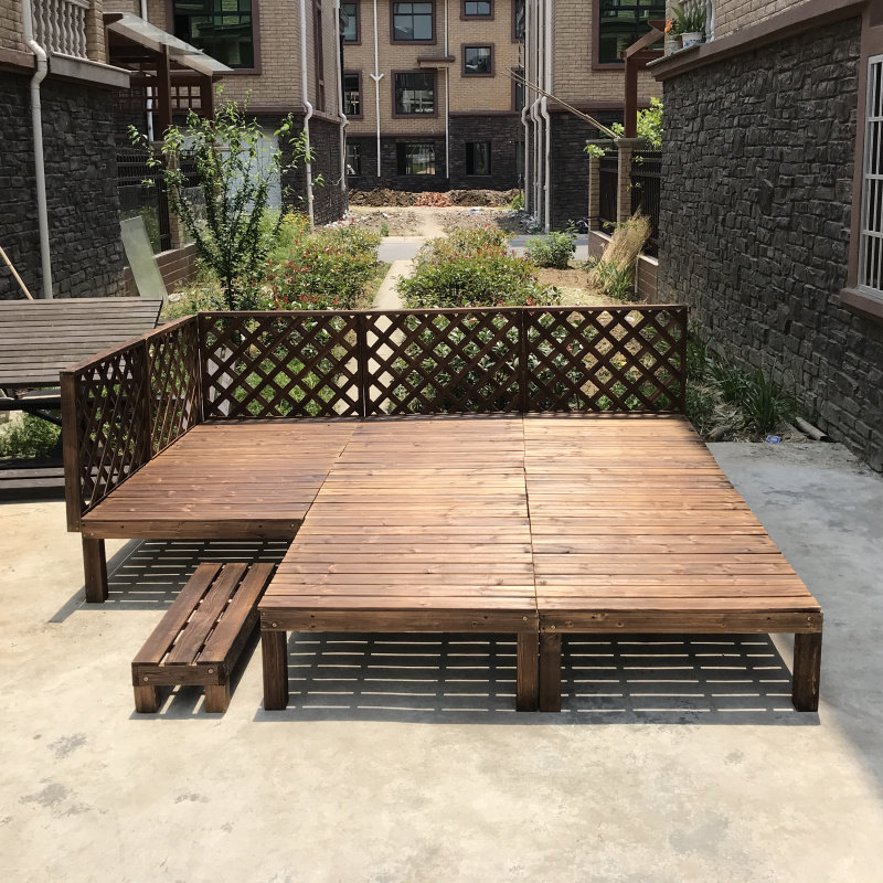 户外防腐木地板民宿庭院露台阳台花园木地板室外碳化地板平台组合_虎窝淘