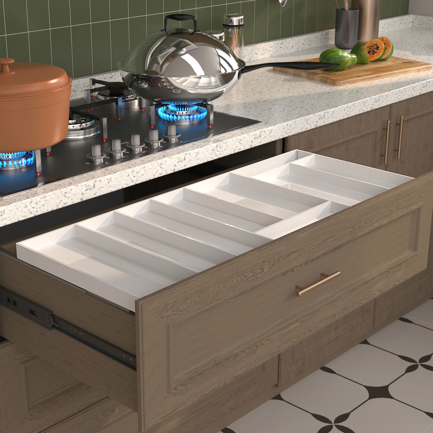 亚克力收纳分格托盘餐具分类整理抽屉拉篮改造抽中抽带细双向轨道,淘宝优惠券,粉丝福利购,淘宝优惠卷