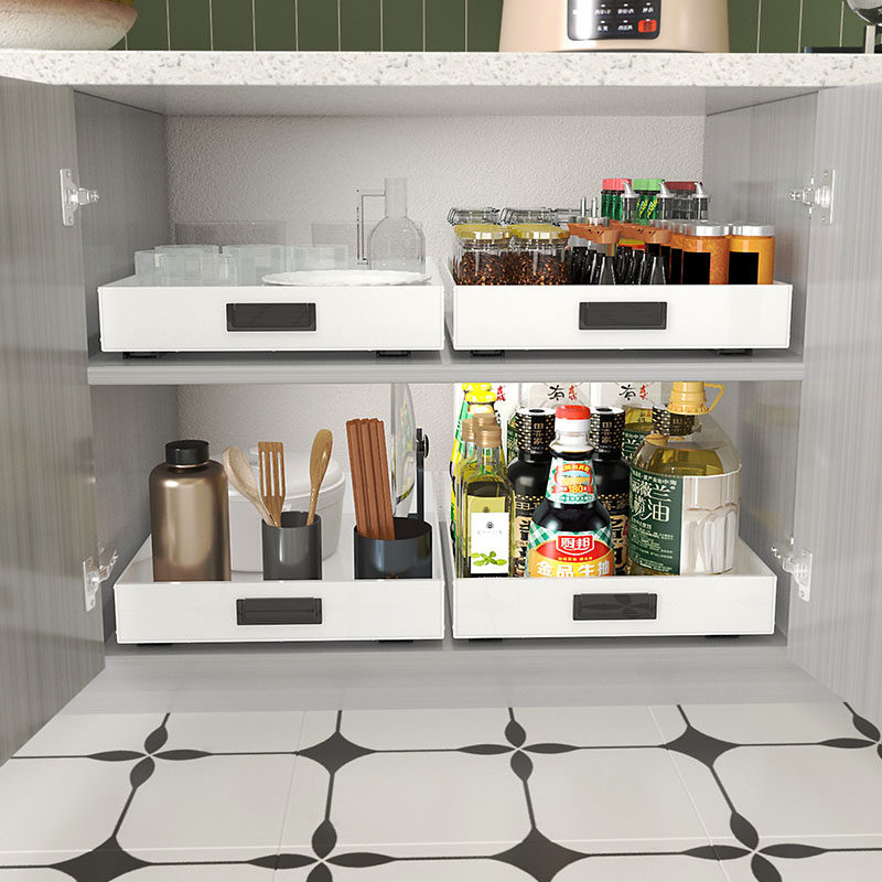 家用厨房超深柜改造拉篮收纳盒托盘带轨道抽屉柜内分层整理储物盒,淘宝优惠券,粉丝福利购,淘宝优惠卷