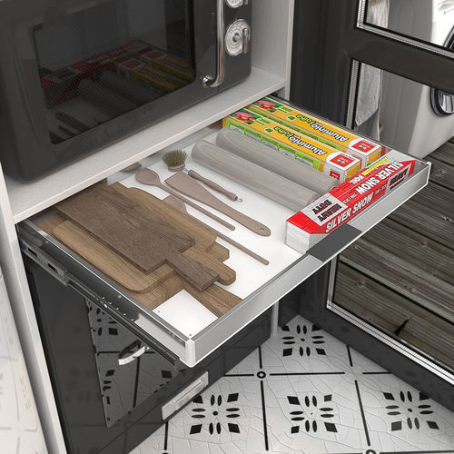 洗碗机顶部改造工具抽托盘带轨道抽中抽收纳储物盒四周不锈钢抽屉 - 图0