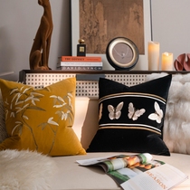 Fataway ancient wind flannel butterfly embroidered living room sofa hug pillow retro cushion name Cebu-like room leaning against pillows