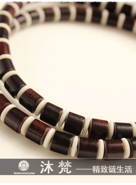 高档泰国佛紫檀木镶骨长款吊坠