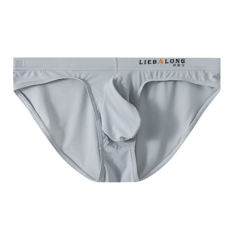 男士拼接大囊袋冰丝三角性感内裤薄款舒适激凸青年潮透气短裤衩 - 图3