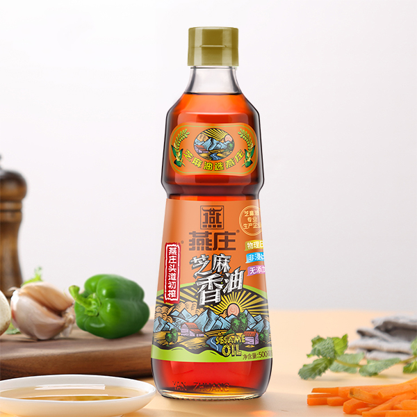 燕庄头道初榨100%芝麻油纯正500ml*2瓶 正品火锅油碟蘸料家用香油 - 图1