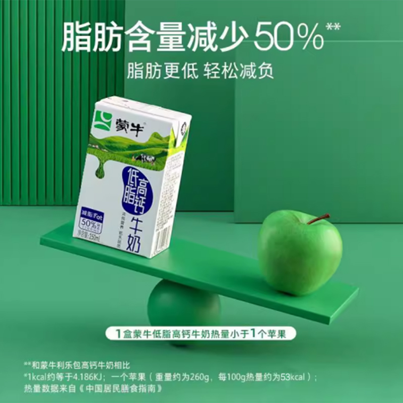 【天天特卖】蒙牛低脂高钙牛奶250mL*16盒整箱-图1