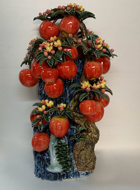 石湾公仔玄关陶瓷苹果现代简约