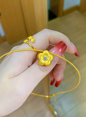 金店同款沙古法点钻小花吊