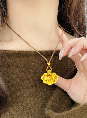 金店同款沙点钻花丝如意锁