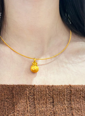 韦雪同款沙金拉丝点钻小福