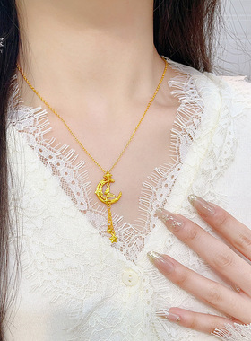 金店同款沙星月蝴蝶流苏吊