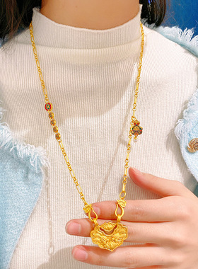 金店同款沙999双鱼锦鲤锁