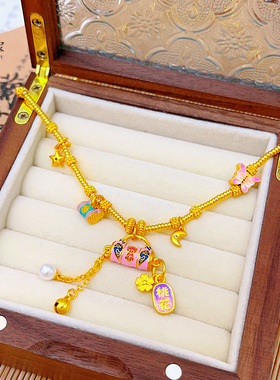 金店同款沙烧蓝珐琅多巴胺