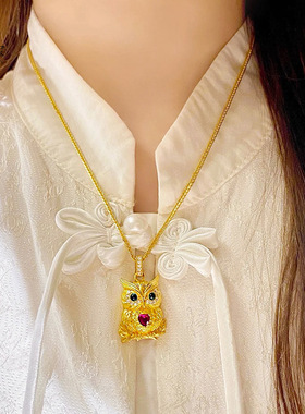 金店同款沙古法点钻猫头鹰