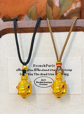 新中式沙金古法錾刻三面佛