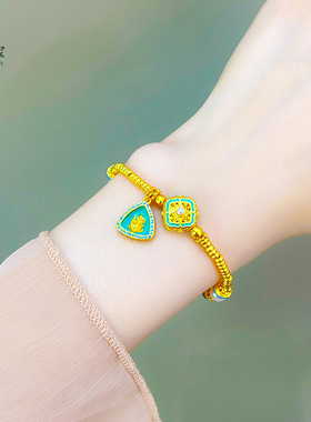 沙金999珐琅四合如意花丝