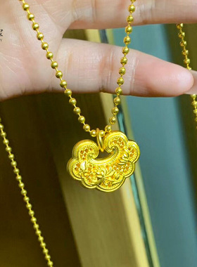 古法沙金999小菊花锁包项