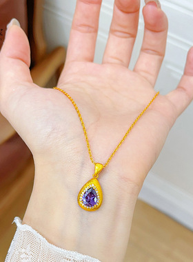 古法沙金999点钻拉丝紫色