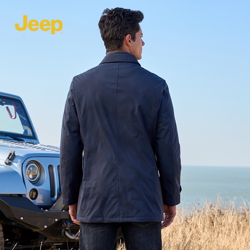 Jeep/吉普男装中长羽绒服秋冬装羽绒外套男士夹克中年新款棉衣