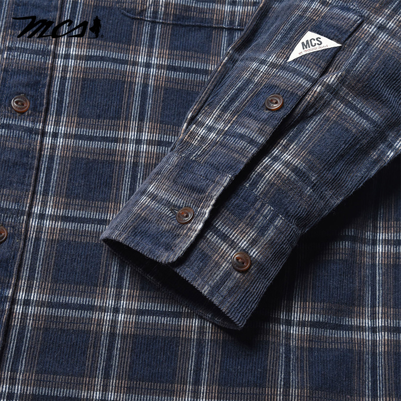 MCS万宝路男装2024年春秋新款衬衣外套男中年灯芯绒休闲长袖衬衫 - 图2