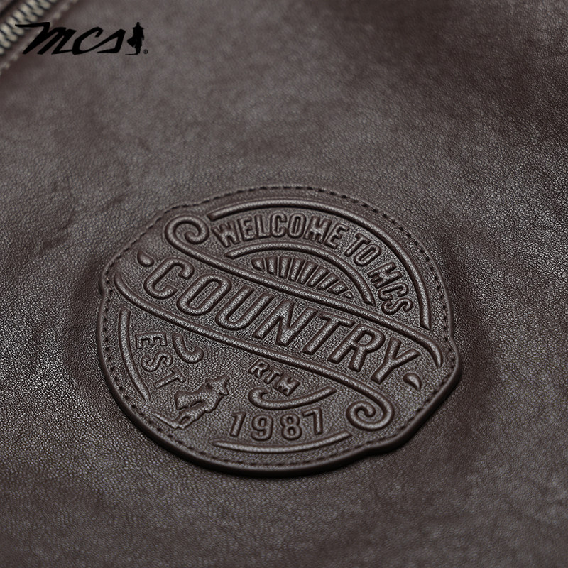 MCS男装秋冬绵羊皮真皮皮衣棒球领单外套休闲百搭秋季中年皮夹克 - 图3