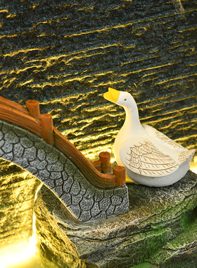 尊儒树脂假山流水喷泉水幕墙屏风