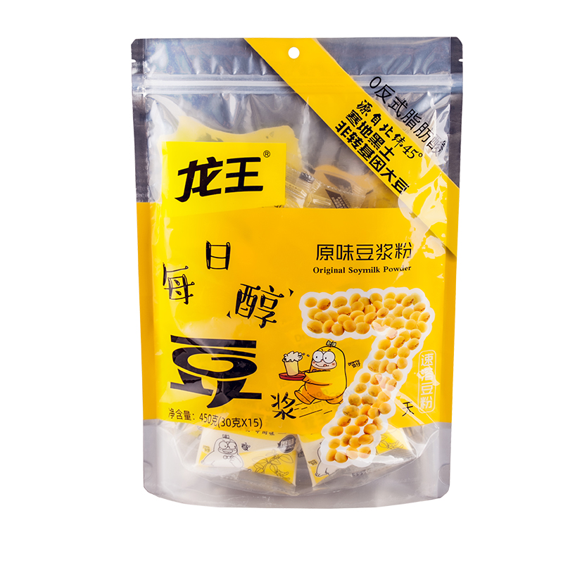 龙王豆浆粉商用速溶冲饮原味甜味家用黄豆打豆浆早餐30g*15小包装_咖啡_麦片_冲饮