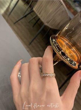 日韩高级感戒指锆石冷淡风精致女