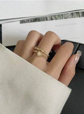 爱神降临爱心猫眼石ins潮戒指女