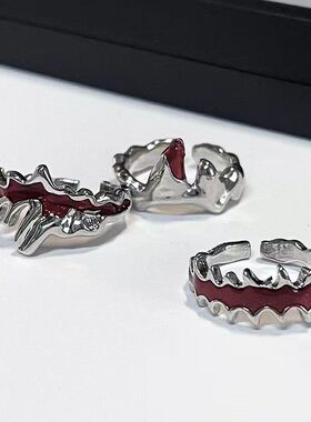 红色火焰戒指ins冷淡风女