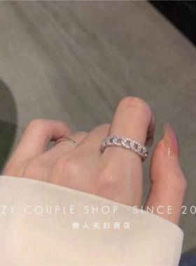 韩版轻奢锆石麻花链ins戒指女