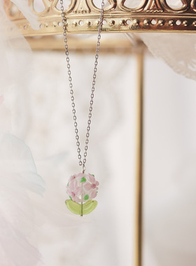 春天的紫阳花925纯银项链